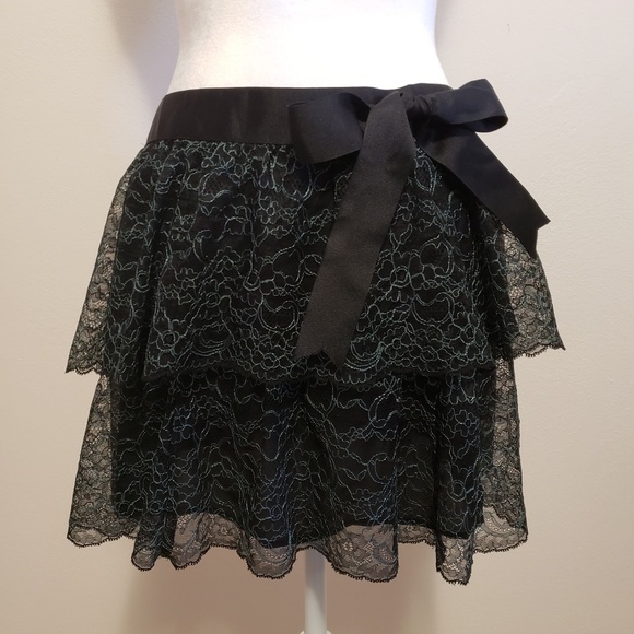 bebe Dresses & Skirts - Adorable Bebe Lace Ruffled Miniskirt XS